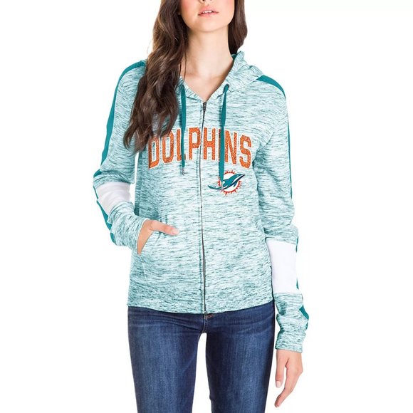 Women's New Era Aqua Miami Dolphins Athletic Full-Zip Hoodie - Picture 2 of 5